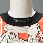 HERMES エルメス / 23-24AW 美品 Brides de Gala et Chaînes 半袖ニット / ブリッド・ドゥ・ガラ・エ・シェーヌ プリント ツイルレーヌニット / セーター / size 40 (ORANGEx BLACK) レディース 国内正規品