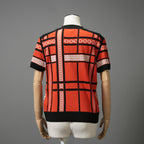 HERMES エルメス / 23-24AW 美品 Brides de Gala et Chaînes 半袖ニット / ブリッド・ドゥ・ガラ・エ・シェーヌ プリント ツイルレーヌニット / セーター / size 40 (ORANGEx BLACK) レディース 国内正規品