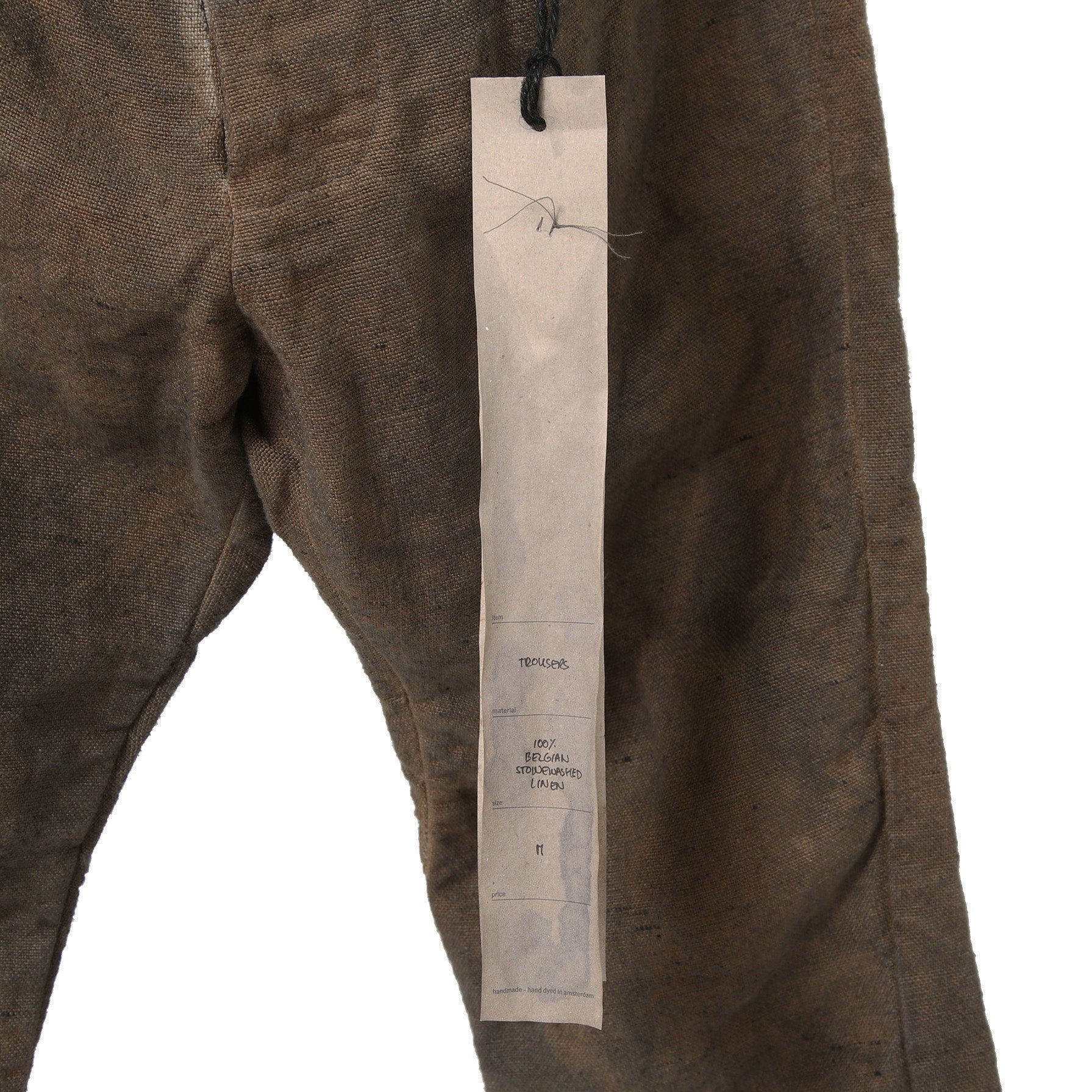 新品 BIEK VERSTAPPEN / 25SS Bou Trousers Belgian Stonewashed Linen / Heavy Linen / size M Brown khaki (Overdyed) リネン パンツ