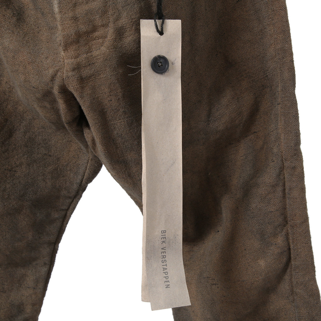 新品 BIEK VERSTAPPEN / 25SS Bou Trousers Belgian Stonewashed Linen / Heavy Linen / size M Brown khaki (Overdyed) リネン パンツ