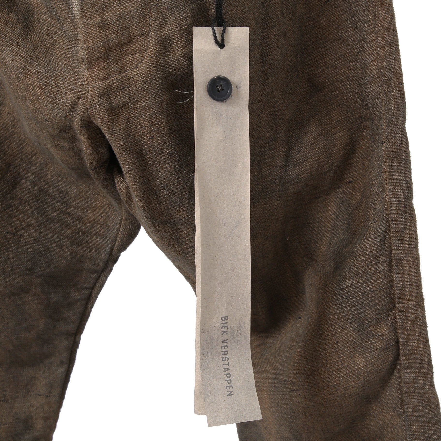新品 BIEK VERSTAPPEN / 25SS Bou Trousers Belgian Stonewashed Linen / Heavy Linen / size M Brown khaki (Overdyed) リネン パンツ