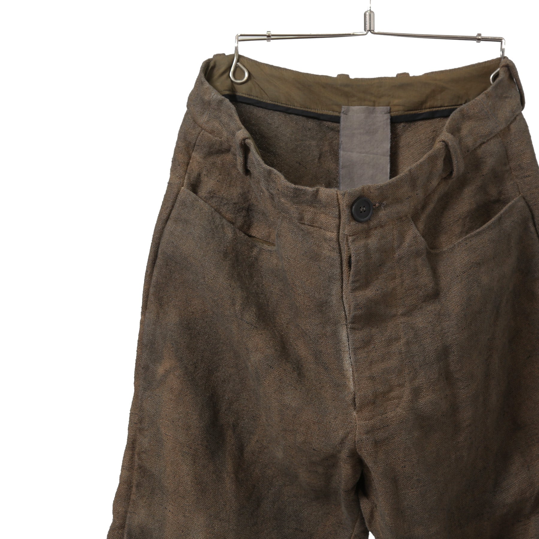 新品 BIEK VERSTAPPEN / 25SS Bou Trousers Belgian Stonewashed Linen / Heavy Linen / size M Brown khaki (Overdyed) リネン パンツ
