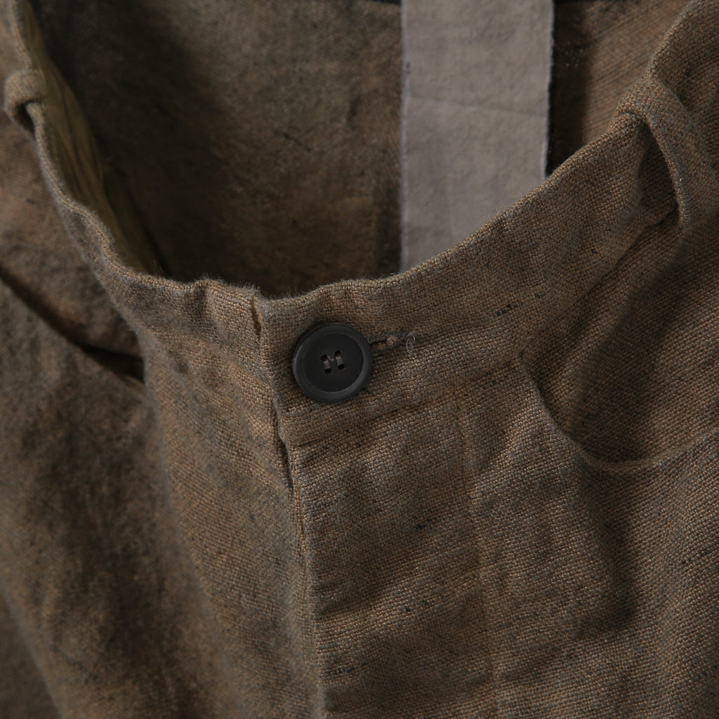 新品 BIEK VERSTAPPEN / 25SS Bou Trousers Belgian Stonewashed Linen / Heavy Linen / size M Brown khaki (Overdyed) リネン パンツ