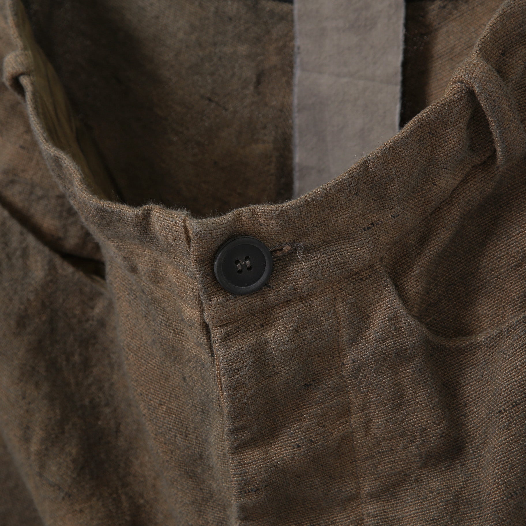 新品 BIEK VERSTAPPEN / 25SS Bou Trousers Belgian Stonewashed Linen / Heavy Linen / size M Brown khaki (Overdyed) リネン パンツ