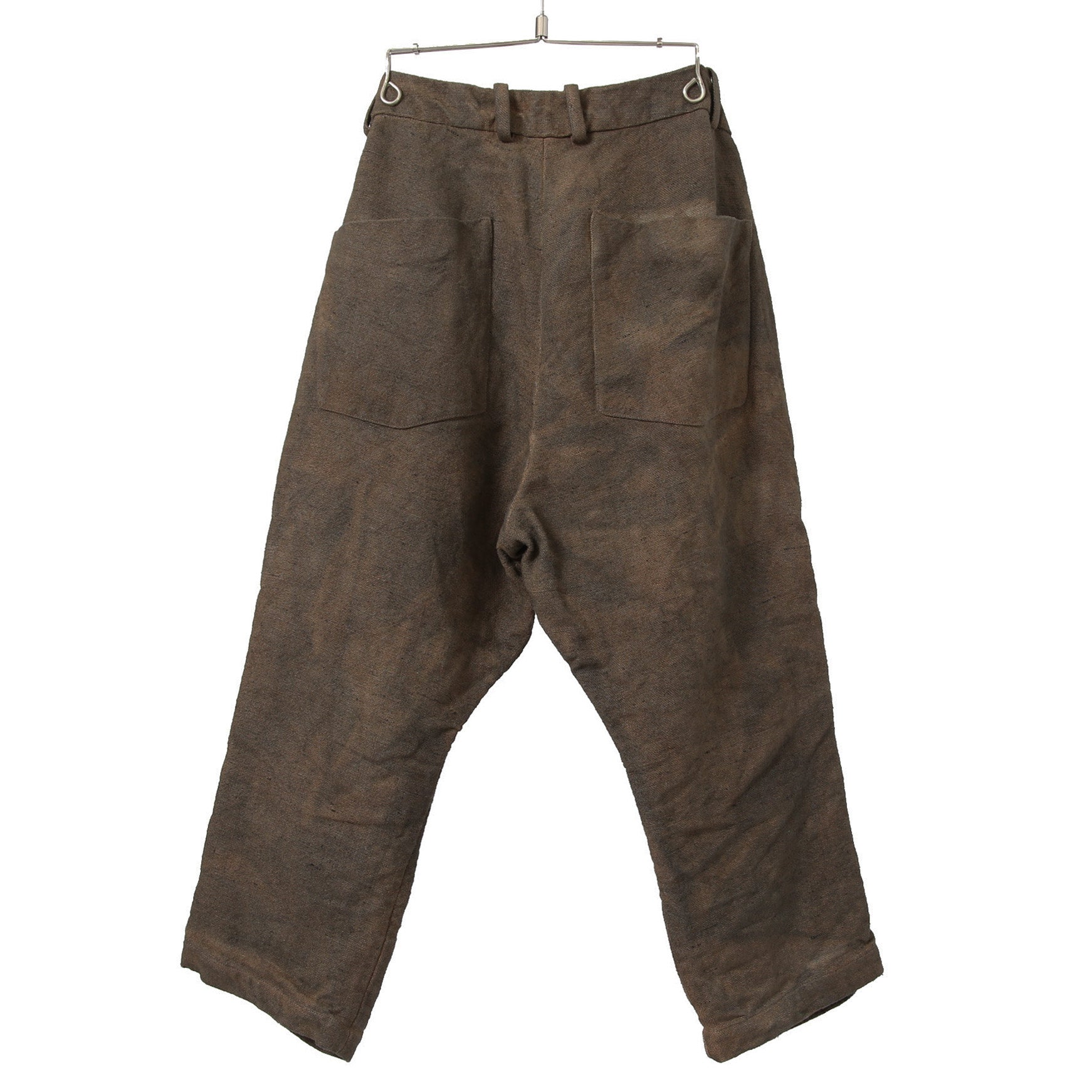 新品 BIEK VERSTAPPEN / 25SS Bou Trousers Belgian Stonewashed Linen / Heavy Linen / size M Brown khaki (Overdyed) リネン パンツ