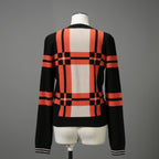 HERMES エルメス / 23-24AW 美品 BRIDES DE GALA TARTAN カシミヤ 長袖ニット / ブリッド・ドゥ・ガラ・タータン / 3H2620DD / セーター / size38 (ORANGE x BLACK) レディース 国内正規品