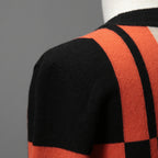 HERMES エルメス / 23-24AW 美品 BRIDES DE GALA TARTAN カシミヤ 長袖ニット / ブリッド・ドゥ・ガラ・タータン / 3H2620DD / セーター / size38 (ORANGE x BLACK) レディース 国内正規品