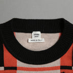 HERMES エルメス / 23-24AW 美品 BRIDES DE GALA TARTAN カシミヤ 長袖ニット / ブリッド・ドゥ・ガラ・タータン / 3H2620DD / セーター / size38 (ORANGE x BLACK) レディース 国内正規品