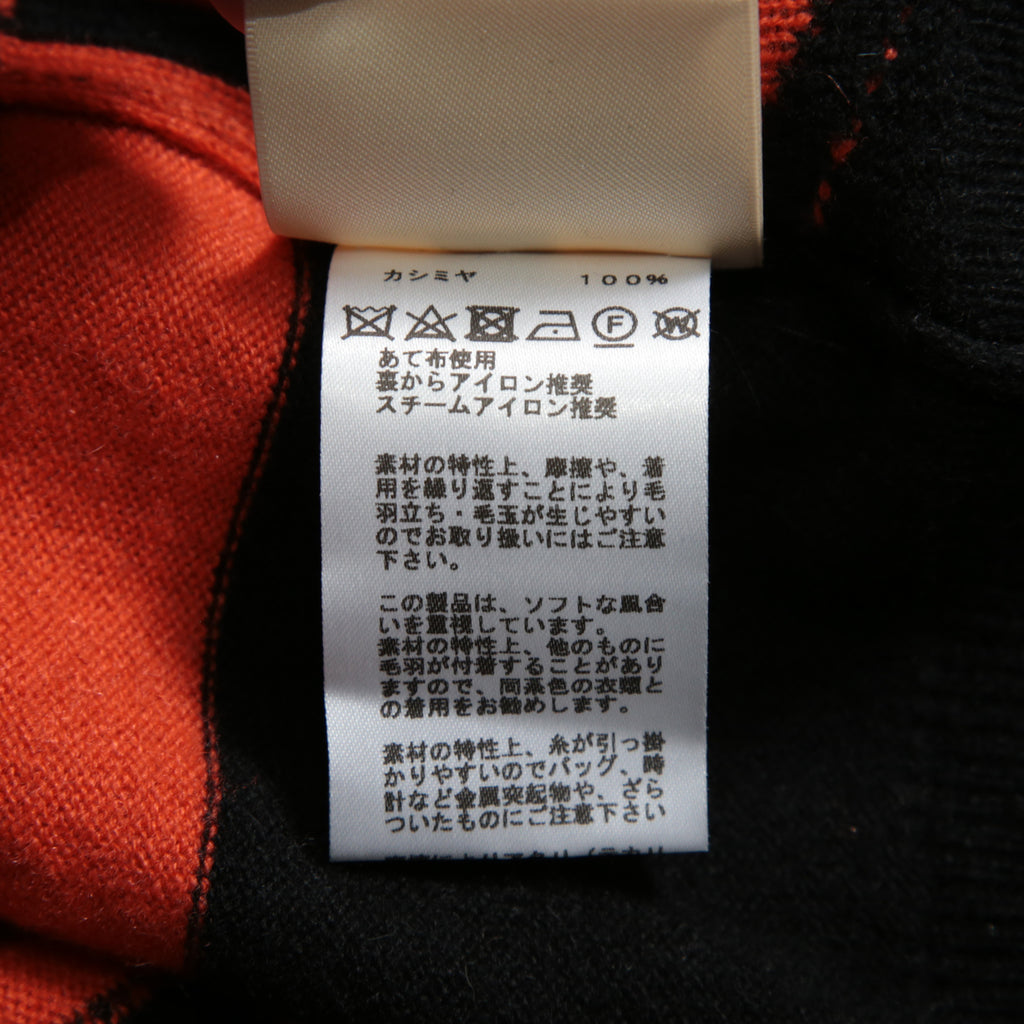 HERMES エルメス / 23-24AW 美品 Brides de Gala et Chaînes 半袖ニット / ブリッド・ドゥ・ガラ・エ・シェーヌ プリント ツイルレーヌニット / セーター / size 40 (ORANGEx BLACK) レディース 国内正規品