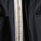 Geoffrey B.Small ジェフリー ビースモール / 24AW 美品 HUSE 別注 / advanced drop-crotch tailored cargo pocket trouser / Biella 100% wool Tasmania 120'sカーゴパンツ / size 42  (hand wash dark grey w/blue & purple stripe)