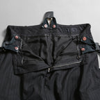 Geoffrey B.Small ジェフリー ビースモール / 24AW 美品 HUSE 別注 / advanced drop-crotch tailored cargo pocket trouser / Biella 100% wool Tasmania 120'sカーゴパンツ / size 42  (hand wash dark grey w/blue & purple stripe)