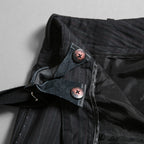 Geoffrey B.Small ジェフリー ビースモール / 24AW 美品 HUSE 別注 / advanced drop-crotch tailored cargo pocket trouser / Biella 100% wool Tasmania 120'sカーゴパンツ / size 42  (hand wash dark grey w/blue & purple stripe)