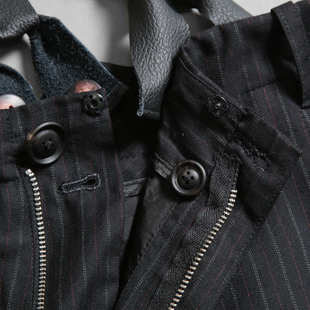 Geoffrey B.Small ジェフリー ビースモール / 24AW 美品 HUSE 別注 / advanced drop-crotch tailored cargo pocket trouser / Biella 100% wool Tasmania 120'sカーゴパンツ / size 42  (hand wash dark grey w/blue & purple stripe)