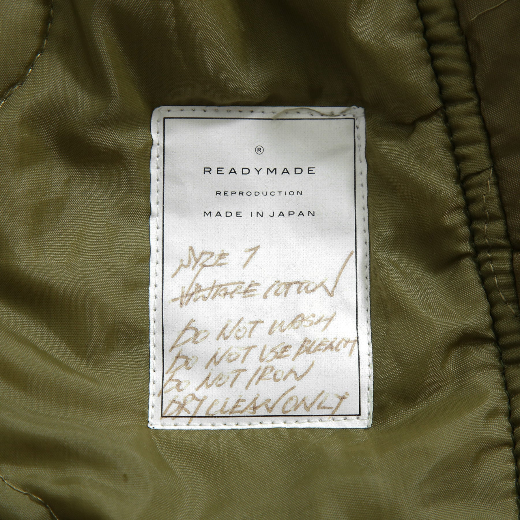 新品 READYMADE レディメイド / FISHTAIL PARKA ライナー付き / VINTAGE U.S ARMY TENT / size 1 (KHKAI)