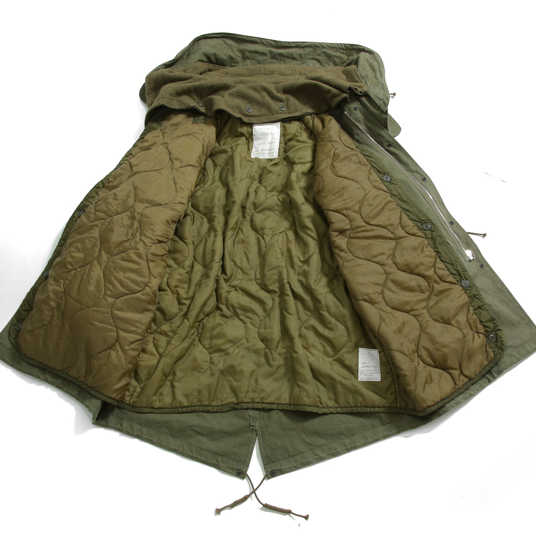 新品 READYMADE レディメイド / FISHTAIL PARKA ライナー付き / VINTAGE U.S ARMY TENT / size 1 (KHKAI)