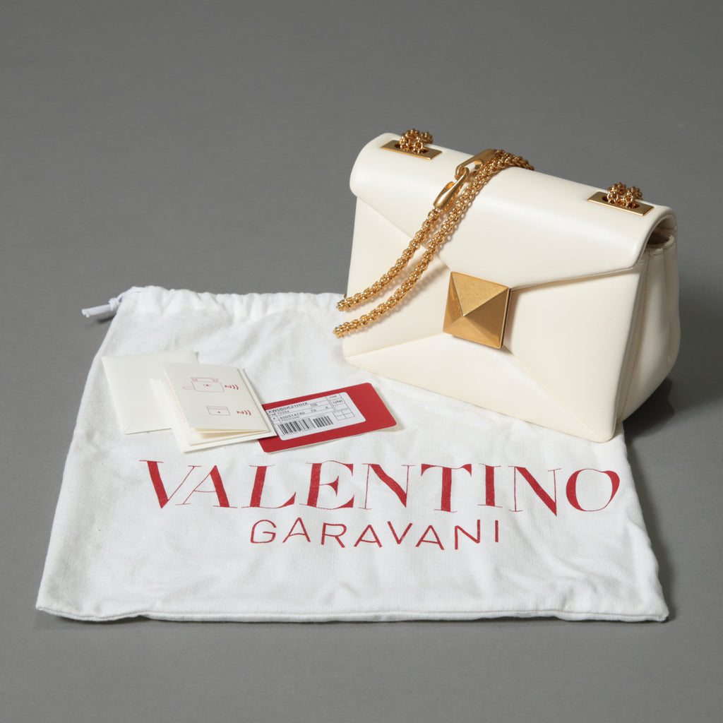 VALENTINO ヴァレンティノ / 22SS 美品 ワンスタッズ バッグ ショルダーバッグ ナッパレザー チェーンバッグ / IVORY 国内正規品