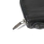 一点物 新品 イサムカタヤマ バックラッシュTHELINE / GUIDI カーフ / シルバー スタッズ ラウンドジップ ウォレット / BLACK 長財布