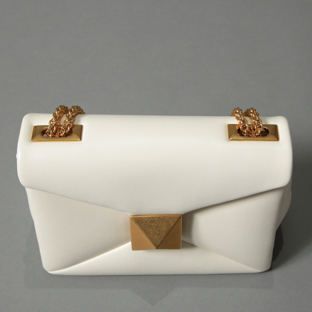 VALENTINO ヴァレンティノ / 22SS 美品 ワンスタッズ バッグ ショルダーバッグ ナッパレザー チェーンバッグ / IVORY 国内正規品