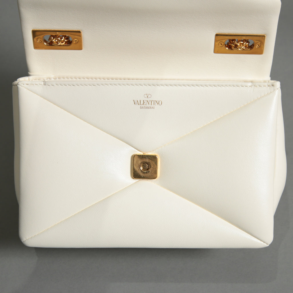 VALENTINO ヴァレンティノ / 22SS 美品 ワンスタッズ バッグ ショルダーバッグ ナッパレザー チェーンバッグ / IVORY 国内正規品