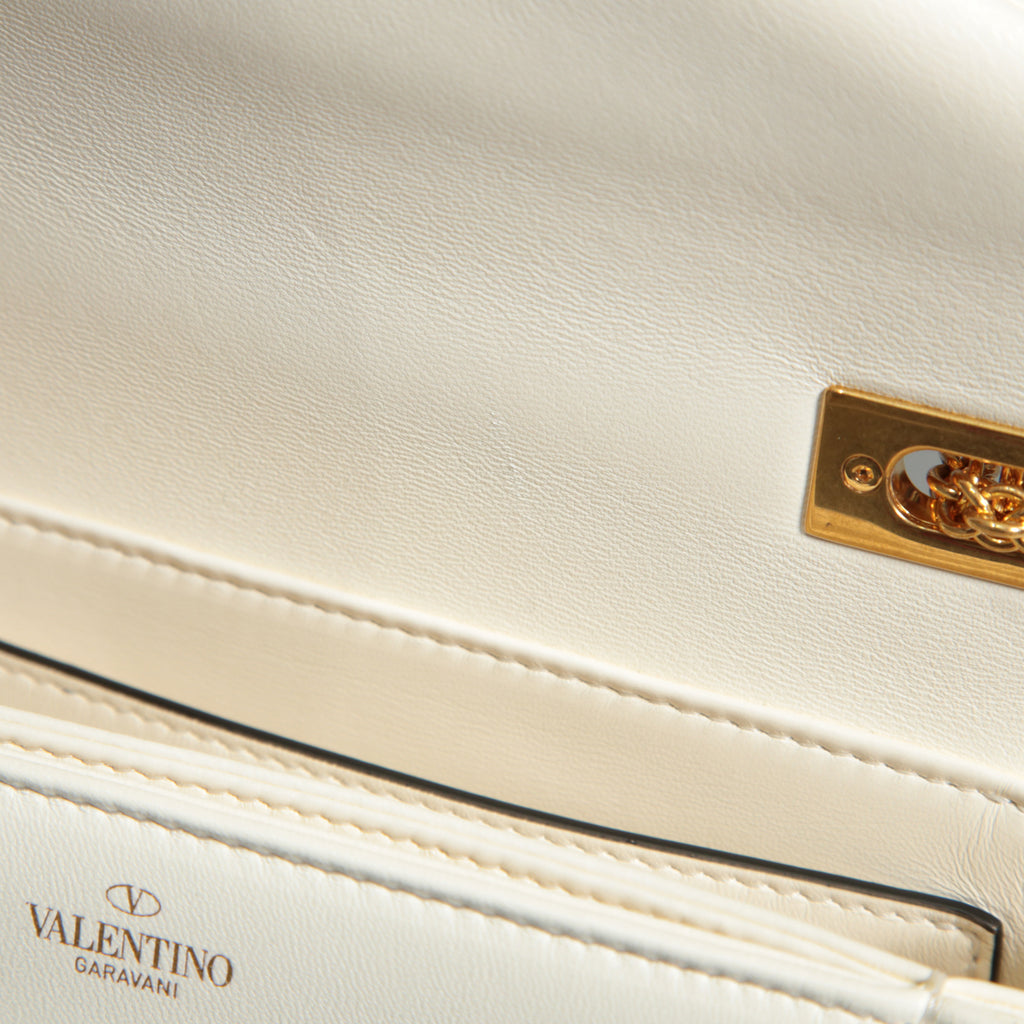 VALENTINO ヴァレンティノ / 22SS 美品 ワンスタッズ バッグ ショルダーバッグ ナッパレザー チェーンバッグ / IVORY 国内正規品