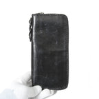 一点物 新品 イサムカタヤマ バックラッシュTHELINE / GUIDI カーフ / シルバー スタッズ ラウンドジップ ウォレット / BLACK 長財布