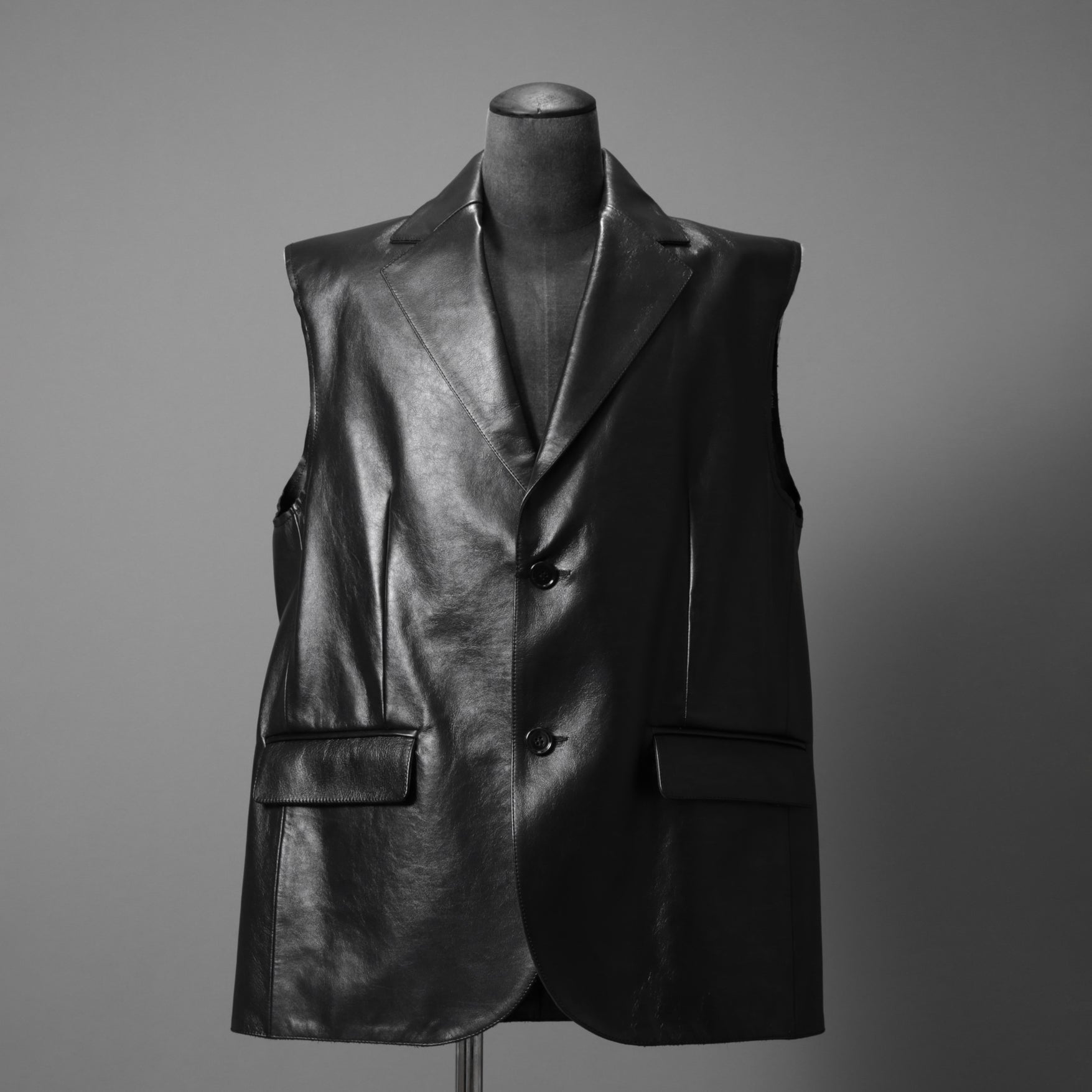 MM6 Maison Margiela メゾン マルジェラ / 23SS 美品 シープレザー ベスト / S52FB0056 / size 44 (BLACK) 国内正規品