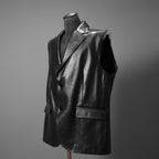 MM6 Maison Margiela メゾン マルジェラ / 23SS 美品 シープレザー ベスト / S52FB0056 / size 44 (BLACK) 国内正規品