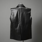 MM6 Maison Margiela メゾン マルジェラ / 23SS 美品 シープレザー ベスト / S52FB0056 / size 44 (BLACK) 国内正規品
