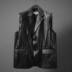 MM6 Maison Margiela メゾン マルジェラ / 23SS 美品 シープレザー ベスト / S52FB0056 / size 44 (BLACK) 国内正規品