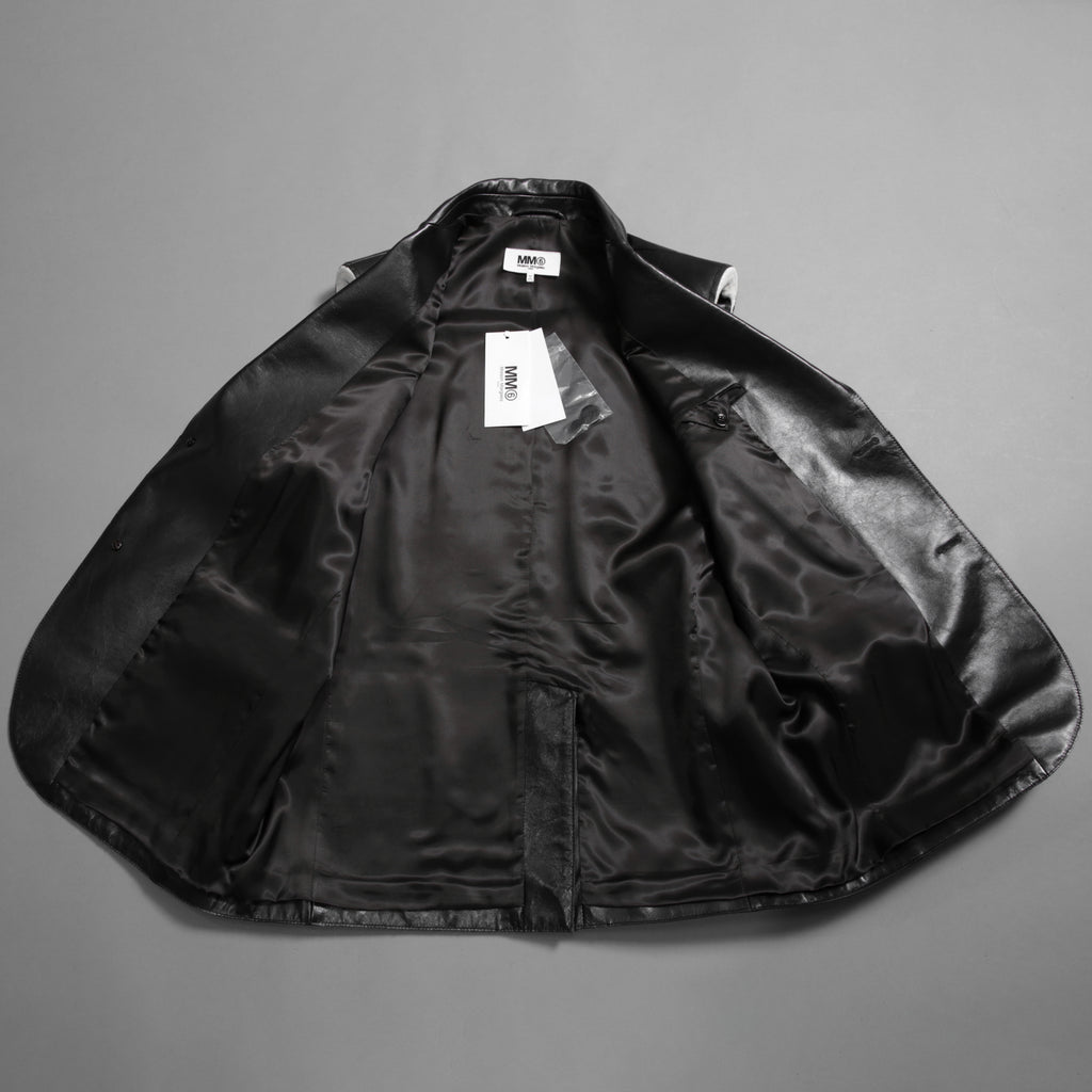MM6 Maison Margiela メゾン マルジェラ / 23SS 美品 シープレザー ベスト / S52FB0056 / size 44 (BLACK) 国内正規品