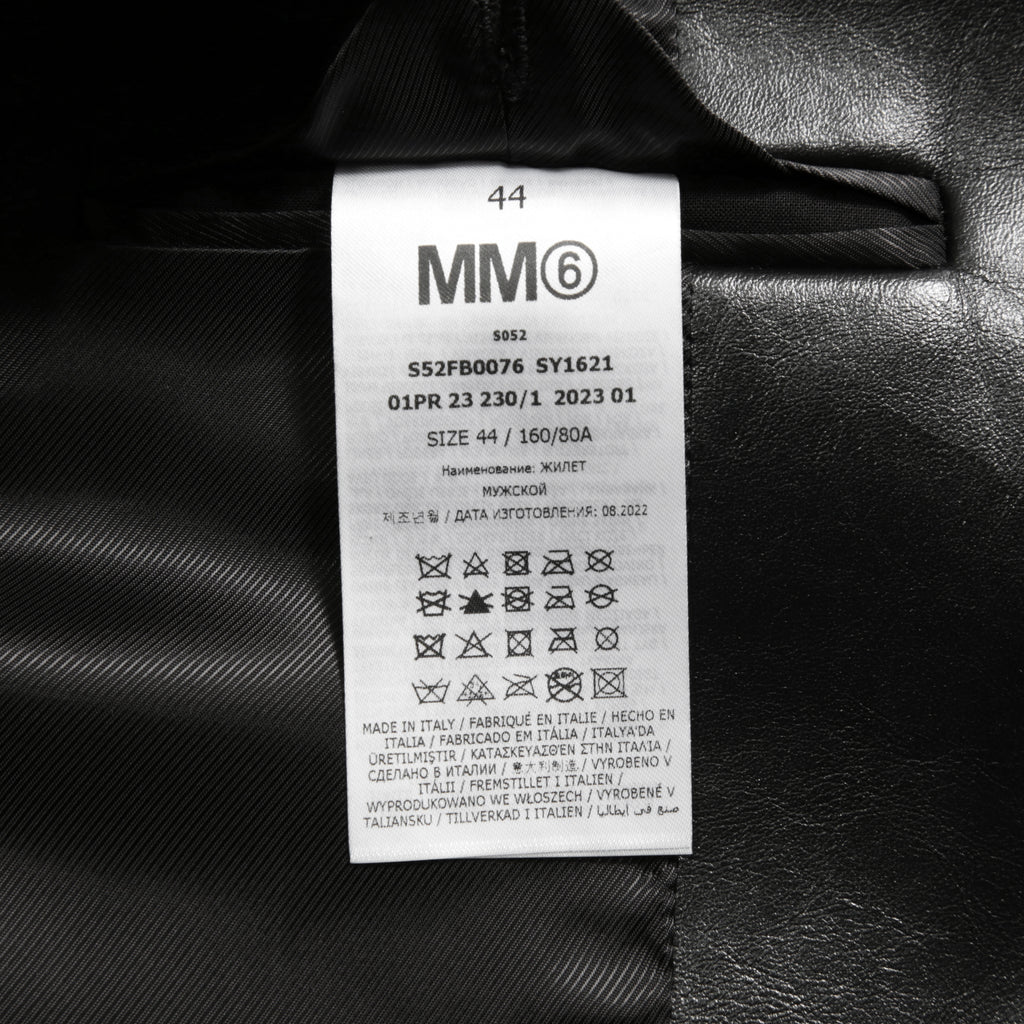 MM6 Maison Margiela メゾン マルジェラ / 23SS 美品 シープレザー ベスト / S52FB0056 / size 44 (BLACK) 国内正規品