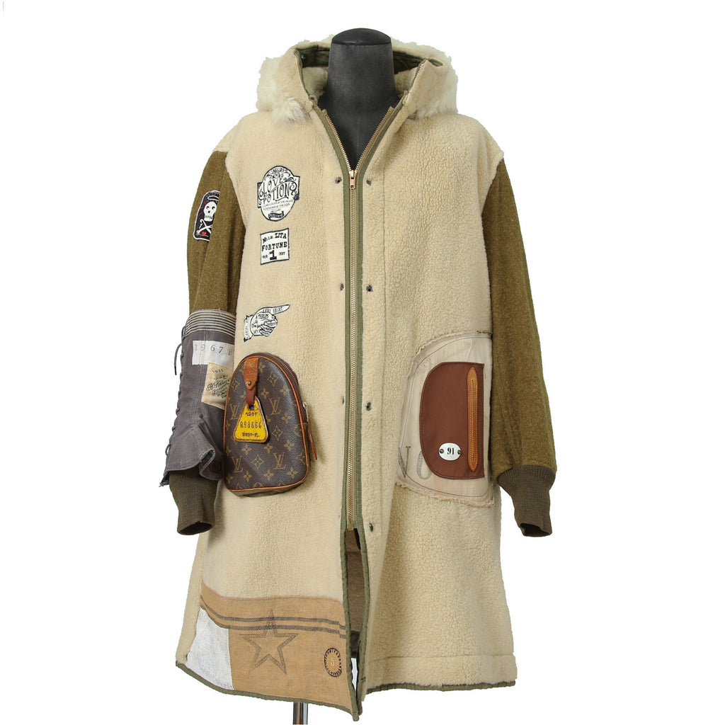 一点物 新品 SHARE SPIRIT シェアスピリット / リメイク ムートン ボア / フーデッド コート / one size (NATURAL)