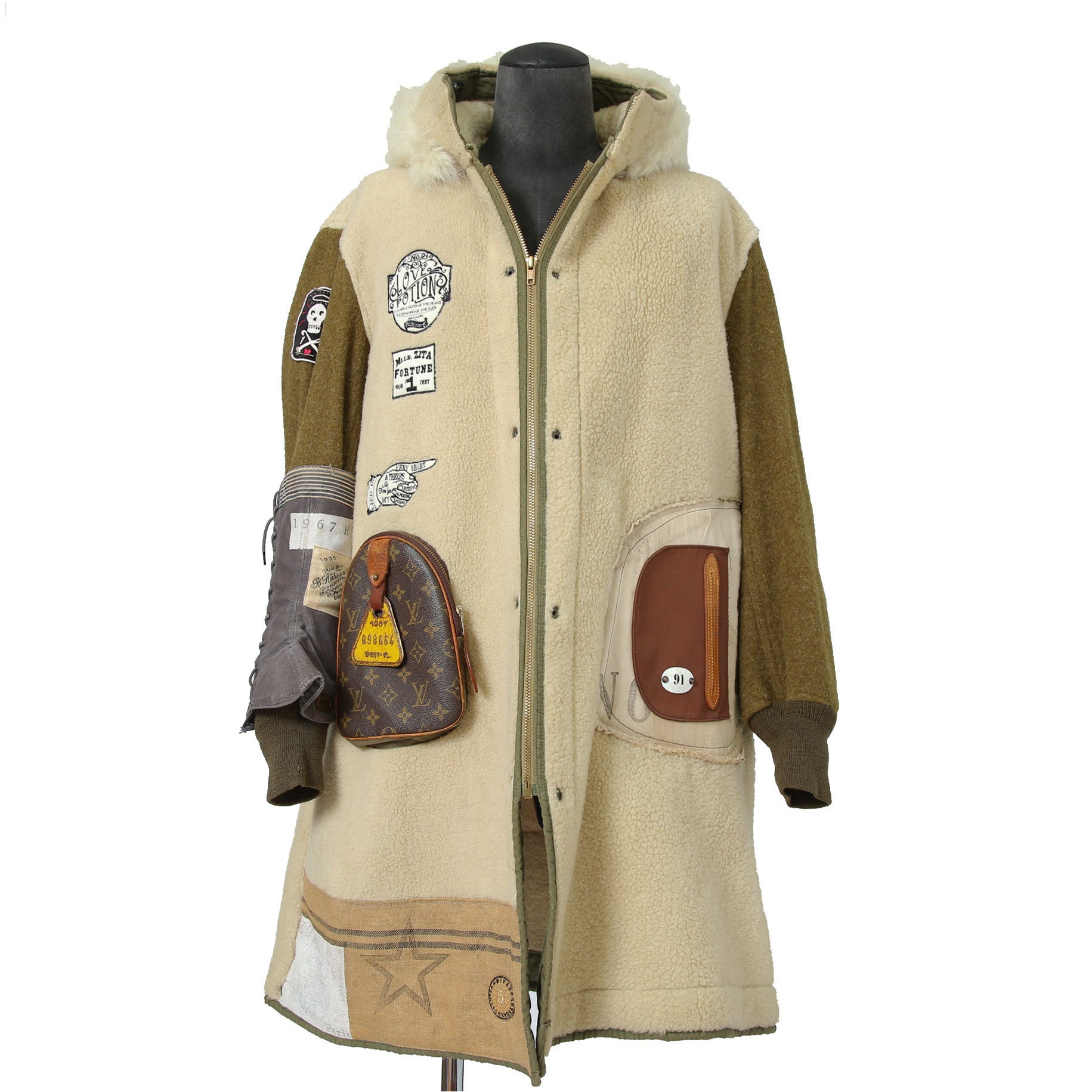 一点物 新品 SHARE SPIRIT シェアスピリット / リメイク ムートン ボア / フーデッド コート / one size (NATURAL)
