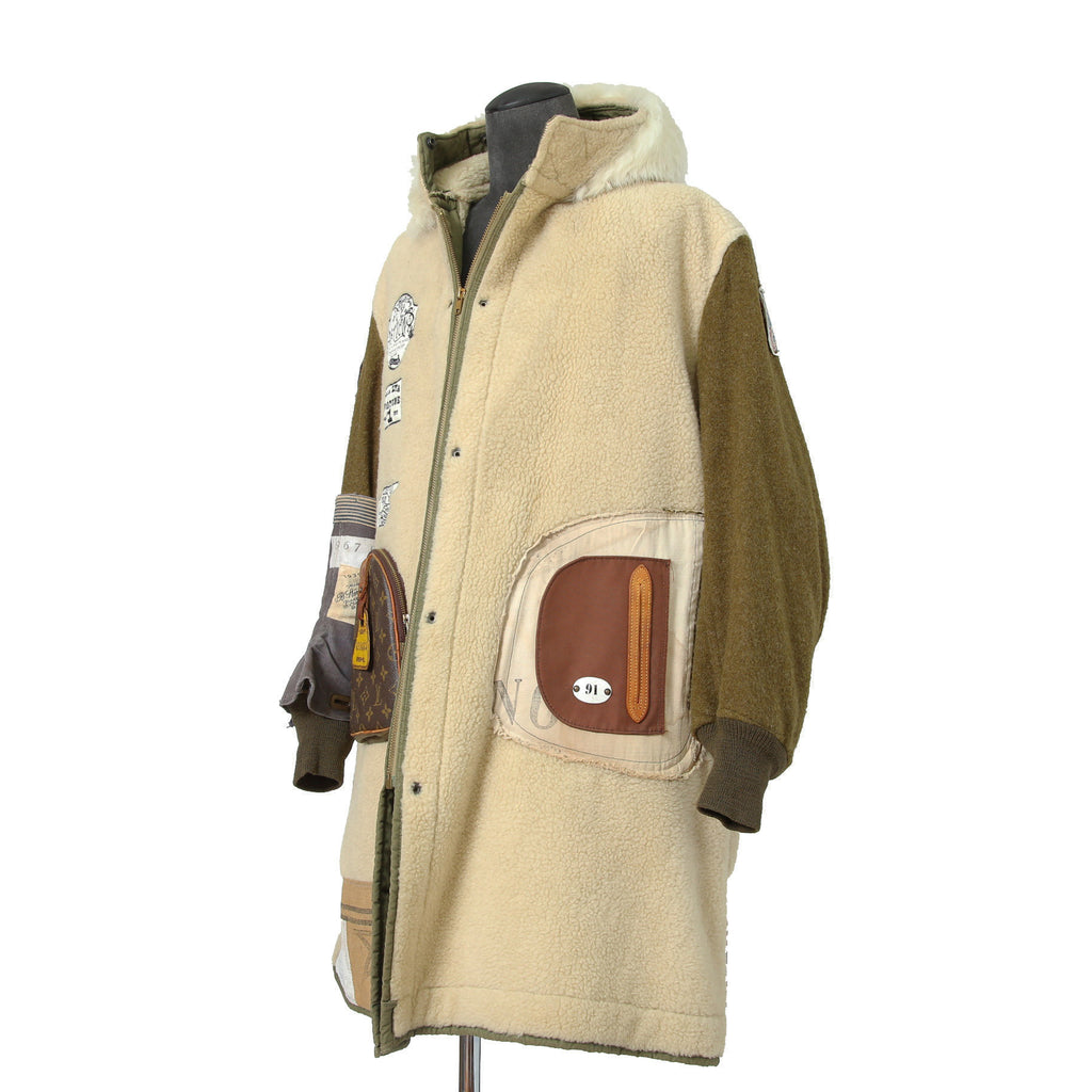 一点物 新品 SHARE SPIRIT シェアスピリット / リメイク ムートン ボア / フーデッド コート / one size (NATURAL)