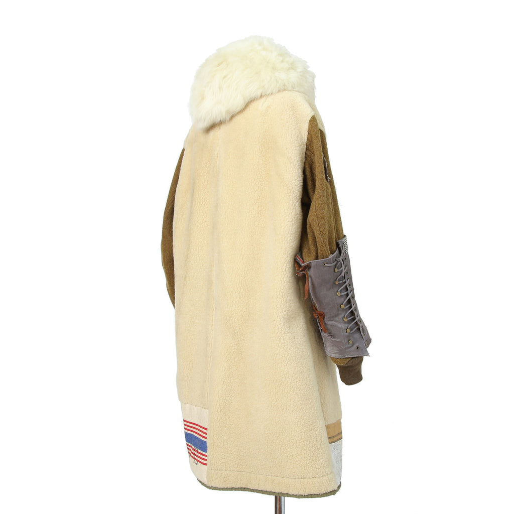 一点物 新品 SHARE SPIRIT シェアスピリット / リメイク ムートン ボア / フーデッド コート / one size (NATURAL)