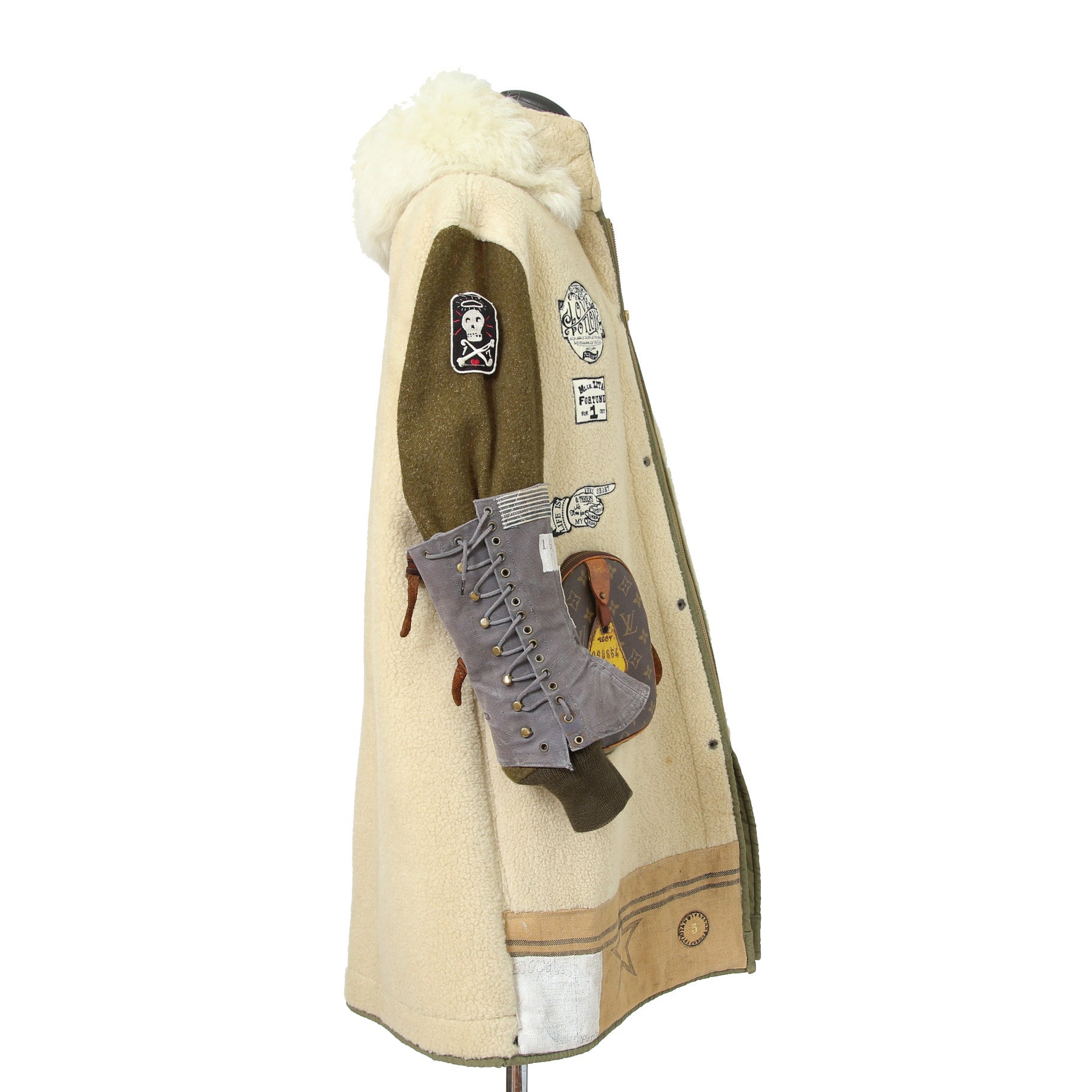 一点物 新品 SHARE SPIRIT シェアスピリット / リメイク ムートン ボア / フーデッド コート / one size (NATURAL)