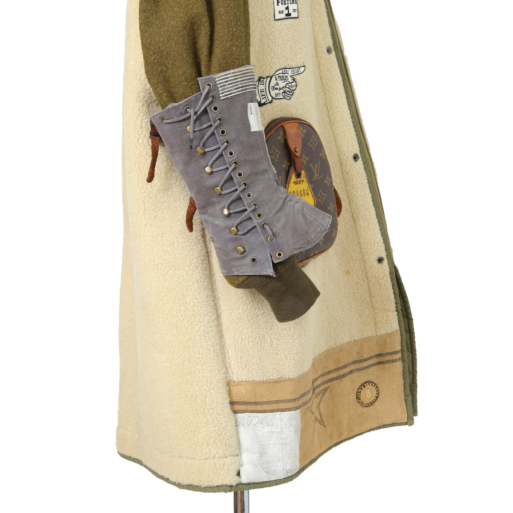 一点物 新品 SHARE SPIRIT シェアスピリット / リメイク ムートン ボア / フーデッド コート / one size (NATURAL)