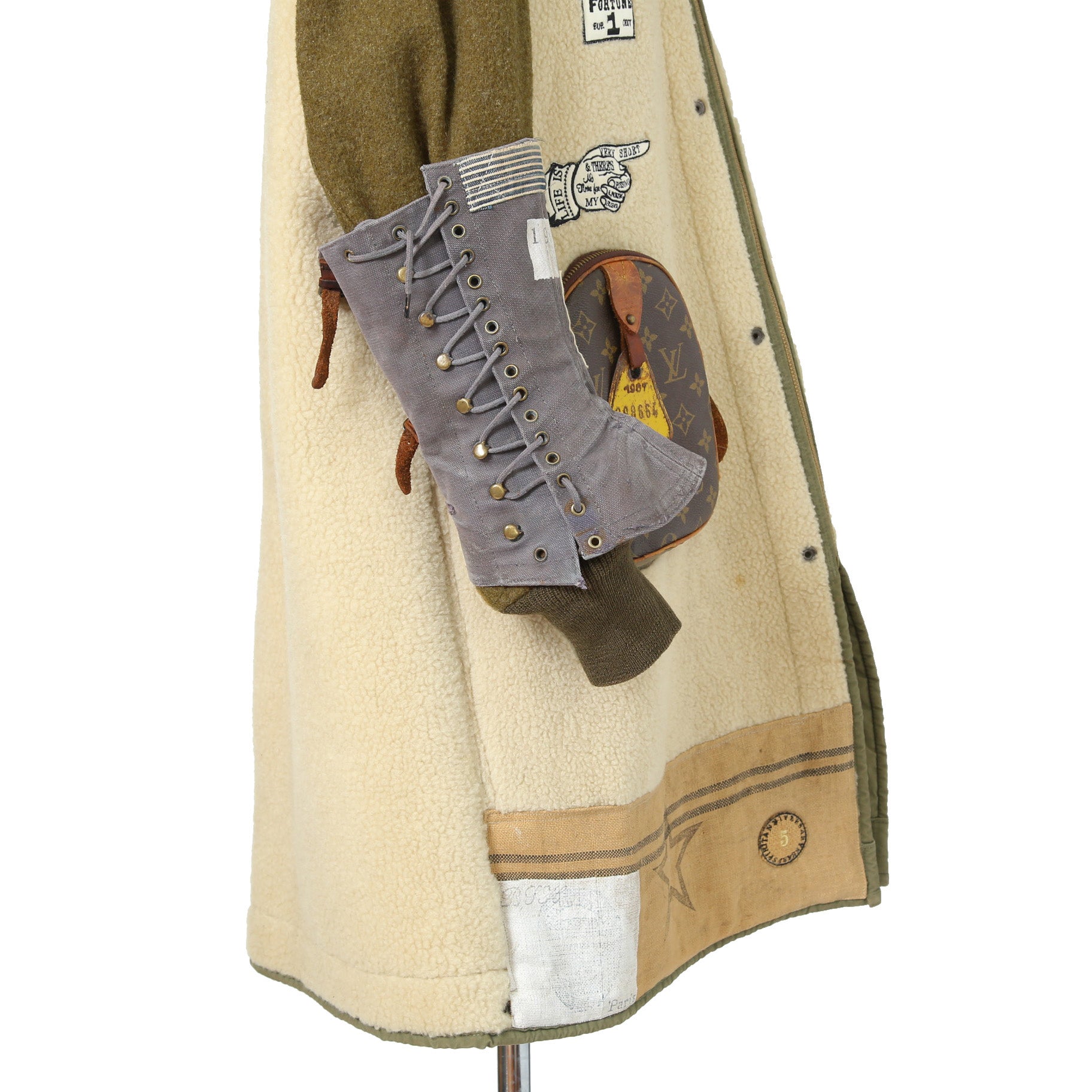 一点物 新品 SHARE SPIRIT シェアスピリット / リメイク ムートン ボア / フーデッド コート / one size (NATURAL)