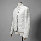 VALENTINO ヴァレンティノ / 22AW 美品 ツイード ワンスタッズ ノーカラージャケット / XB3CE27H6U1 / size 36 (WHITE) レディース