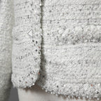 VALENTINO ヴァレンティノ / 22AW 美品 ツイード ワンスタッズ ノーカラージャケット / XB3CE27H6U1 / size 36 (WHITE) レディース