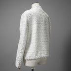 VALENTINO ヴァレンティノ / 22AW 美品 ツイード ワンスタッズ ノーカラージャケット / XB3CE27H6U1 / size 36 (WHITE) レディース