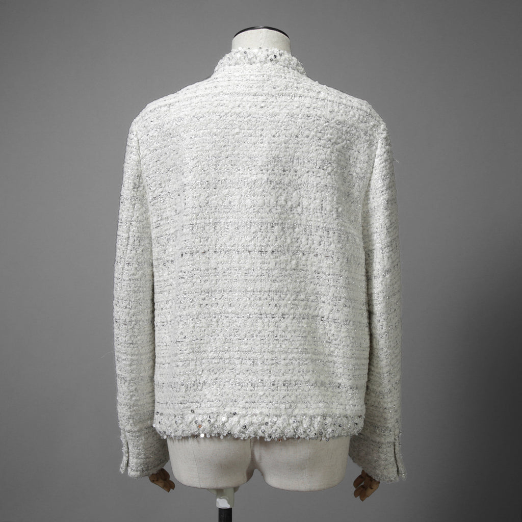 VALENTINO ヴァレンティノ / 22AW 美品 ツイード ワンスタッズ ノーカラージャケット / XB3CE27H6U1 / size 36 (WHITE) レディース