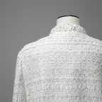 VALENTINO ヴァレンティノ / 22AW 美品 ツイード ワンスタッズ ノーカラージャケット / XB3CE27H6U1 / size 36 (WHITE) レディース