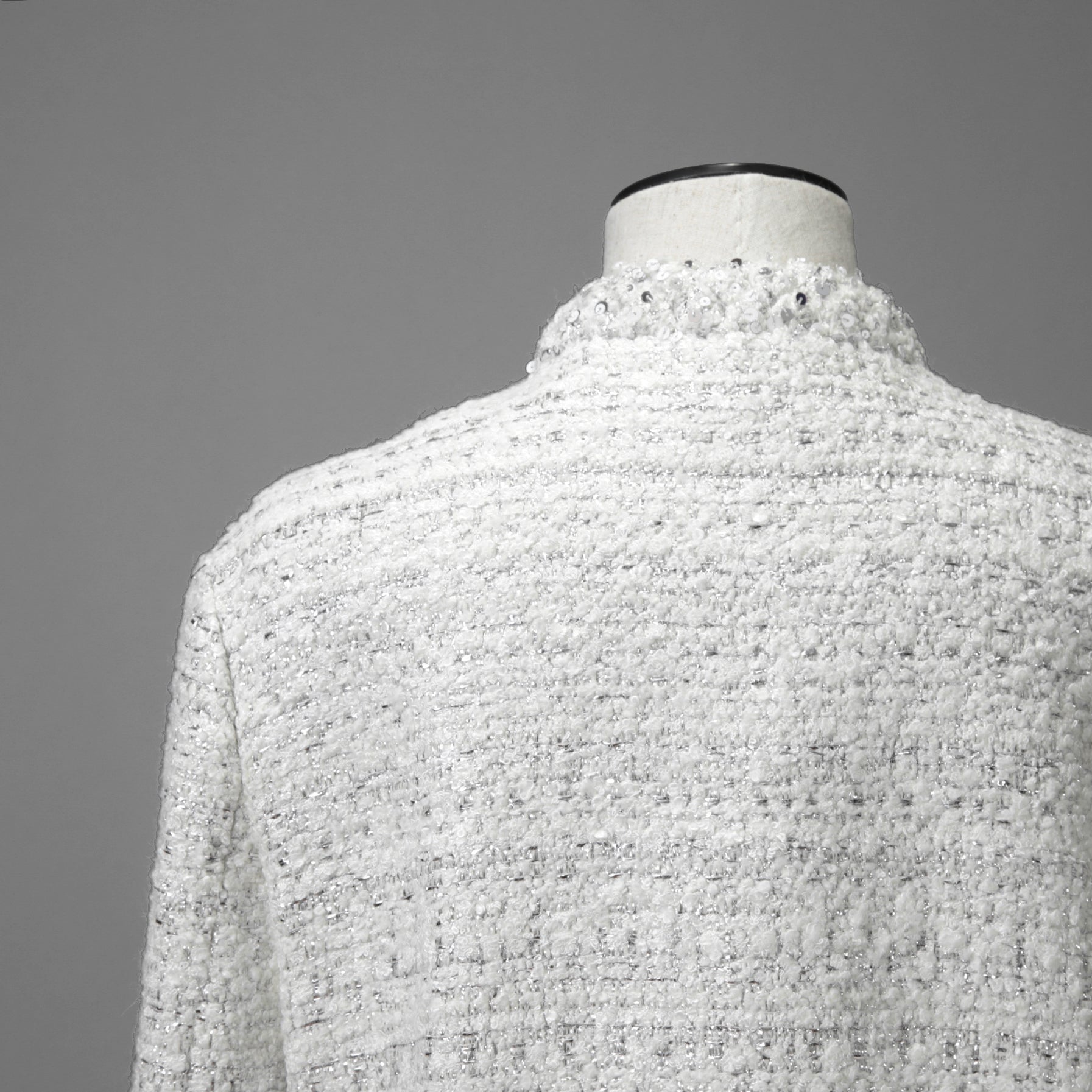 VALENTINO ヴァレンティノ / 22AW 美品 ツイード ワンスタッズ ノーカラージャケット / XB3CE27H6U1 / size 36 (WHITE) レディース