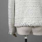 VALENTINO ヴァレンティノ / 22AW 美品 ツイード ワンスタッズ ノーカラージャケット / XB3CE27H6U1 / size 36 (WHITE) レディース