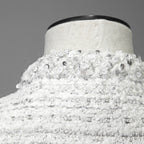 VALENTINO ヴァレンティノ / 22AW 美品 ツイード ワンスタッズ ノーカラージャケット / XB3CE27H6U1 / size 36 (WHITE) レディース