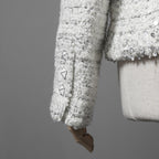 VALENTINO ヴァレンティノ / 22AW 美品 ツイード ワンスタッズ ノーカラージャケット / XB3CE27H6U1 / size 36 (WHITE) レディース