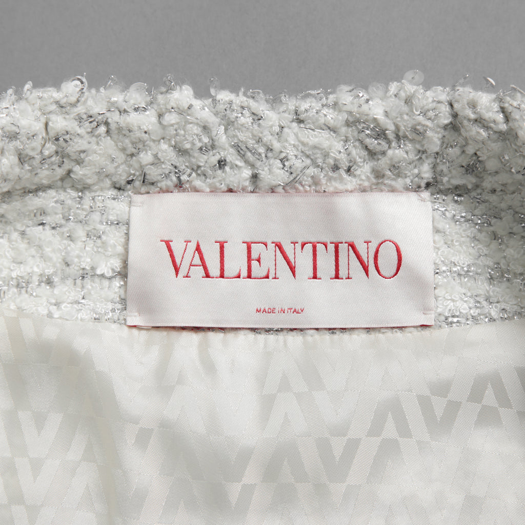 VALENTINO ヴァレンティノ / 22AW 美品 ツイード ワンスタッズ ノーカラージャケット / XB3CE27H6U1 / size 36 (WHITE) レディース