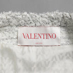 VALENTINO ヴァレンティノ / 22AW 美品 ツイード ワンスタッズ ノーカラージャケット / XB3CE27H6U1 / size 36 (WHITE) レディース