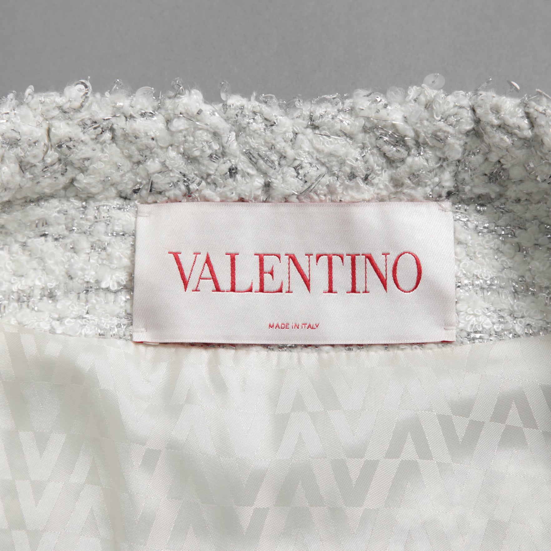 VALENTINO ヴァレンティノ / 22AW 美品 ツイード ワンスタッズ ノーカラージャケット / XB3CE27H6U1 / size 36 (WHITE) レディース